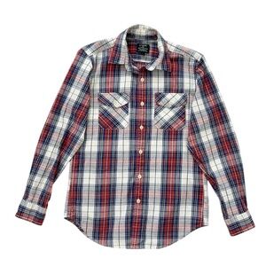 J. Crew Men's Red and Blue Heavyweight Flannel Plaid Shirt